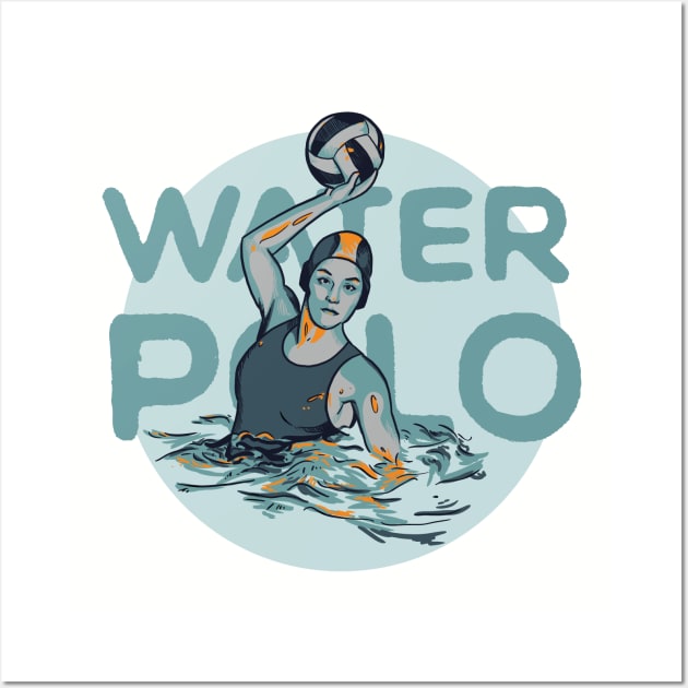 Water Polo Vintage Woman Shooting Wall Art by polliadesign